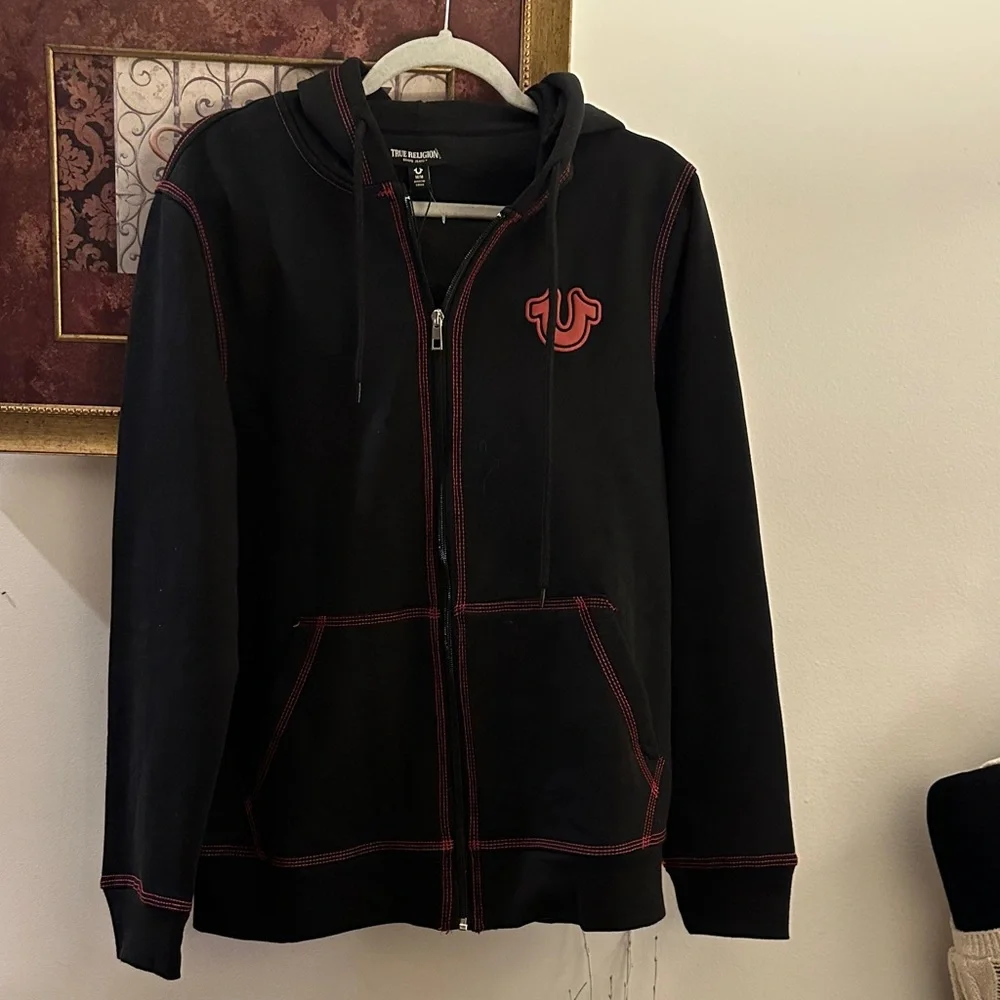 True Religion Black and Red Men's Sweater